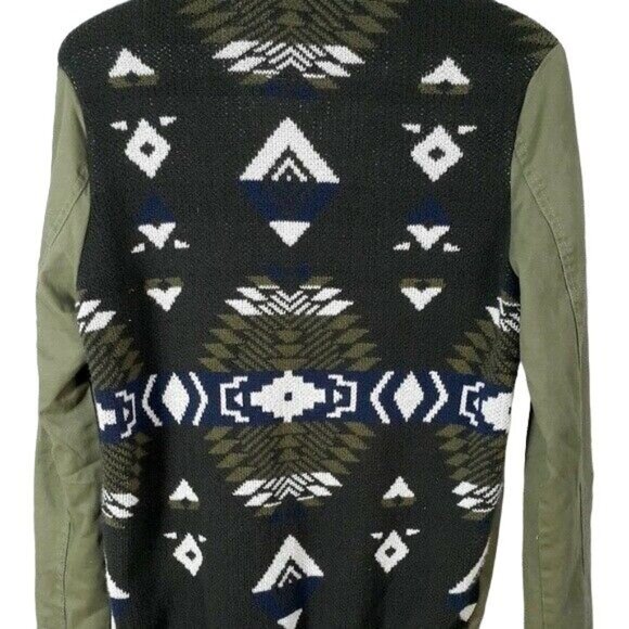 Thread & Supply Knit Utility Jacket Green Medium Zip Pockets Snap Boho Southwest - Picture 5 of 9